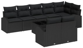 vidaXL Conjunto de Sofá de Jardim de 9 Peças com Almofadas Rattan Poliéster Bege