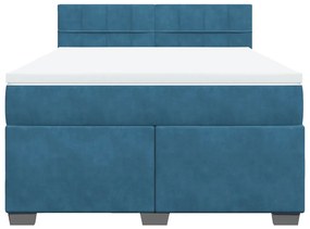Cama com molas/colchão 140x200 cm veludo azul