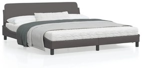 vidaXL Estrutura cama c/ cabeceira 180x200cm couro artificial cinzento