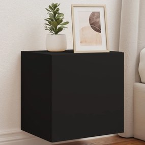 vidaXL Móveis de parede p/ TV com luzes LED 2 pcs 40,5x35x40 cm preto
