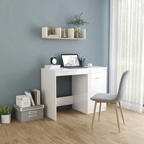 vidaXL Secretária 100x50x76 cm derivados de madeira branco brilhante