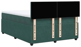 Cama com molas/colchão 140x200 cm veludo verde-escuro