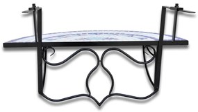 Mesa de varanda suspensa mosaico azul e branco
