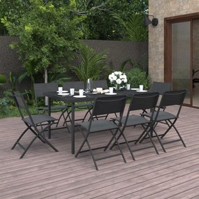 vidaXL 9 pcs conjunto de jantar para exterior aço