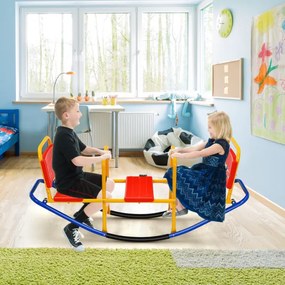 Baloiço de metal para crianças de 3 a 8 anos com 3 lugares para interior e exterior 136 x 39 x 60 cm Multicolorido