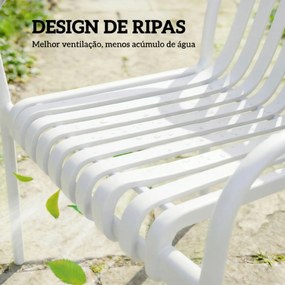 Conjunto de 4 Cadeiras de Jardim Exterior Empilháveis de PP (MESA NÃO INCLUIDA) com Encosto Curvado Assento com Ripas 55x58,5x81,5 cm Branco