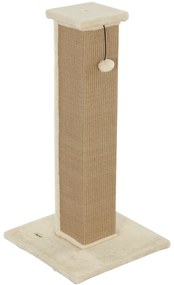 PawHut Poste Arranhador para Gatos Altura 81 cm Arranhador para Gatos com Poste de Sisal e Bola Suspensa 41x41x81 cm Bege