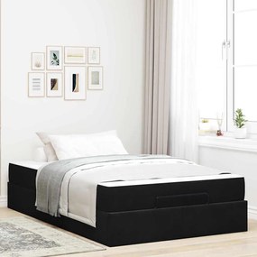 Estrutura da Cama com armazenamento Preto 140 x 190 cm Veludo