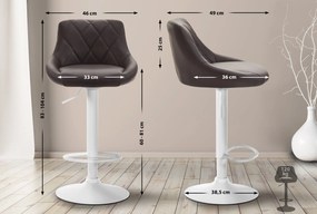 Banco de bar Lazio em couro sintético e com estrutura branca 46 x 83-104 x 49 cm Castanho