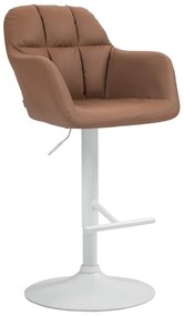 Banco de bar Natoma em couro sintético com estrutura branca 97-118 x 57 x 59 cm Castanho claro