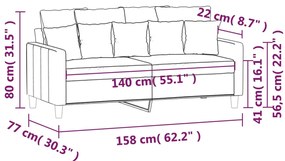 Sofá de 2 lugares 140 cm veludo verde-escuro