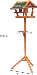 Comedouro para aves selvagens com pé, abrigo para pássaros, nicho com tabuleiro, estação para pássaros, em madeira para exterior, 150 cm