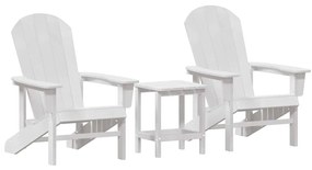 Conjunto de Lounge de Jardim 3 Peças Branco HDPE vidaXL