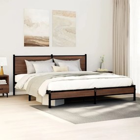 Estrutura cama sem colchão 160x200 cm metal carvalho castanho