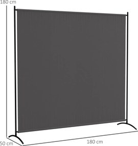 Biombo de exterior de painel único, divisória de 180 cm de altura com proteção UV30+, cinzento escuro