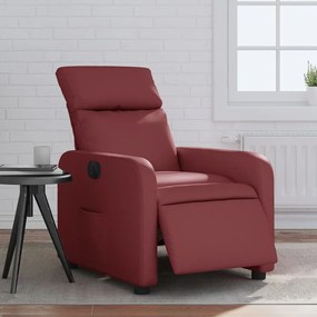 Poltrona reclinável elétrica couro artificial vermelho tinto