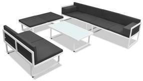 5 pcs conjunto lounge para jardim textilene e alumínio preto