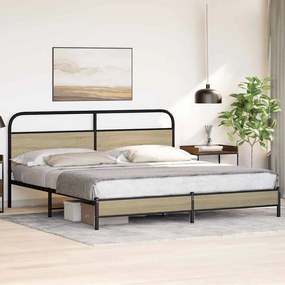 Estrutura de cama sem colchão 180x200cm metal carvalho sonoma