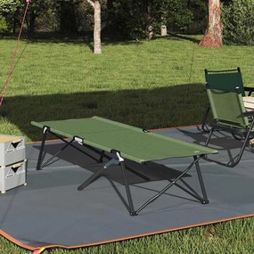 vidaXL Cama de Sol Dobrável com Bolsa de Transporte Tecido Oxford Verde Exército 600D