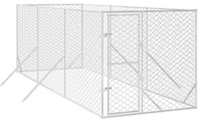 Canil de exterior 2x6x2 m aço galvanizado prateado