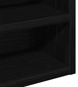 Armário Vitrine Preto Carvalho 100x15x58 cm Madeira Engenharia