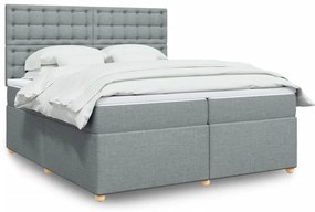 vidaXL Cama com molas/colchão 200x200 cm tecido cinza-claro