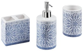 Conjunto de 3 acessórios de casa de banho em cerâmica azul e branca CARORA Beliani