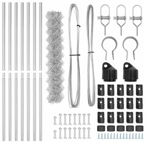 Conjunto de Postes de Cerca Prateado 1.2 x 10 m Aço galvanizado