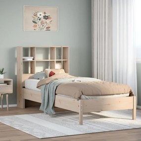 vidaXL Cama com estante sem colchão 100x200 cm pinho maciço