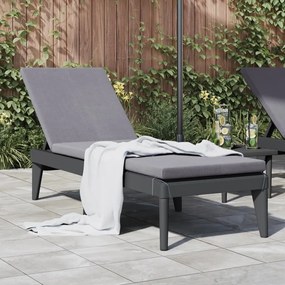 vidaXL Espreguiçadeira com almofadão 186x60x29 cm PP antracite