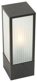 LED Candeeiro de pé inteligente para exterior preto com vidro canelado 40 cm incluindo WiFi A60 - Charlois Moderno