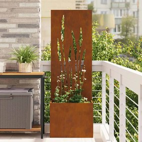 vidaXL Vaso de Jardim com Painel Decorativo Ferro Enferrujado