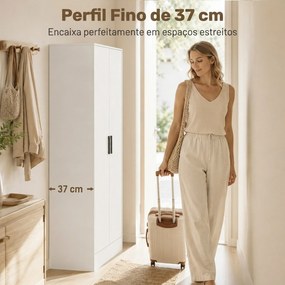 Guarda roupa Moderno para Quarto com Barra para Pendurar e Prateleiras 70x37x164 cm Branco