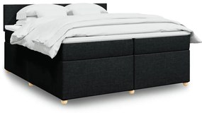 vidaXL Cama com molas/colchão 200x200 cm tecido preto