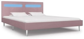Estrutura de cama com LED 180x200 cm tecido cor-de-rosa