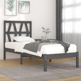 vidaXL Estrutura de cama solteiro 90x190 cm pinho maciço cinza