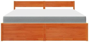 Cama com gavetas e colchão 180x200 cm pinho maciço castanho-mel
