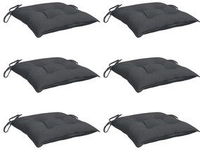 Almofadões de cadeira 6 pcs 40x40x7 cm tecido oxford antracite
