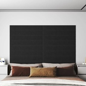 vidaXL Painel de parede 12 pcs 90x15 cm tecido 1,62 m² preto