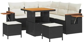 Conjunto de Sofá de Jardim vidaXL de 8 Peças com Almofadas Pretas de R