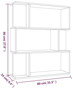 Estante/divisória madeira proces. 80x24x96cm carvalho castanho