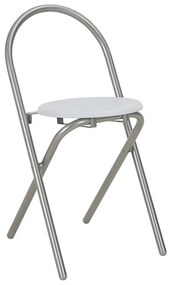 3 pcs conjunto jantar dobrável com prateleira MDF e aço branco
