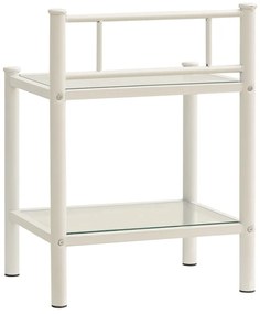 Mesas de cabeceira 2 pcs metal branco e vidro transparente