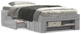 Estrutura cama 90x200 cm derivados de madeira cinzento sonoma