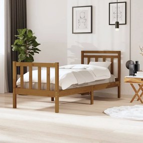 vidaXL Estrutura cama pequena solteiro 75x190 cm madeira castanho mel