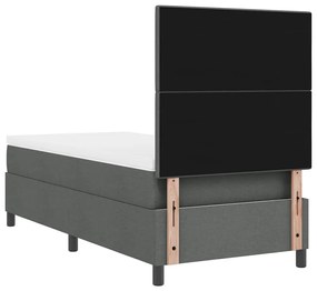 Cama Box Spring com Colchão Cinza Escuro 100x200 cm Tecido