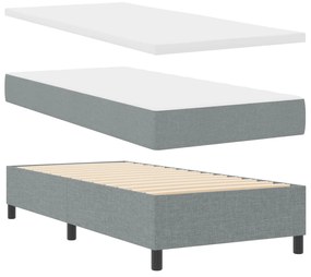 vidaXL Cama Box com colchão Cinzento-claro 80 x 200 cm tecido