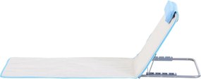 Conjunto de 2 Esteiras de Praia com Encosto Reclinável em 5 Níveis Bolsa de Transporte e Apoio de Cabeça 48x134x36-45 cm Branco Creme