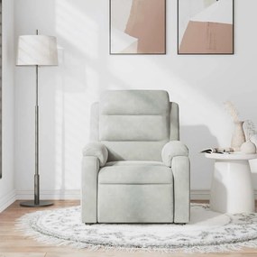 Poltrona de massagens reclinável veludo cinzento-claro