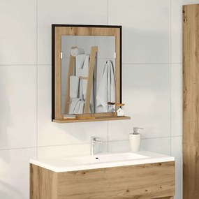 Espelho de Banheiro vidaXL Carvalho Artisan 50x12x60 cm Madeira Deriva